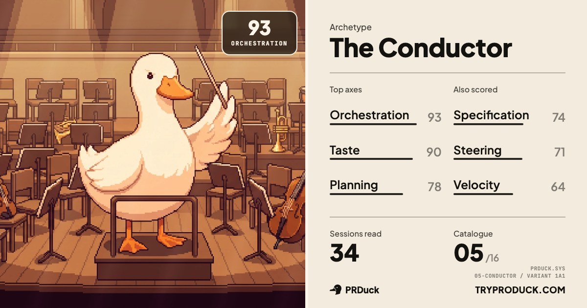 The Conductor, legendary tier — PRDuck share card